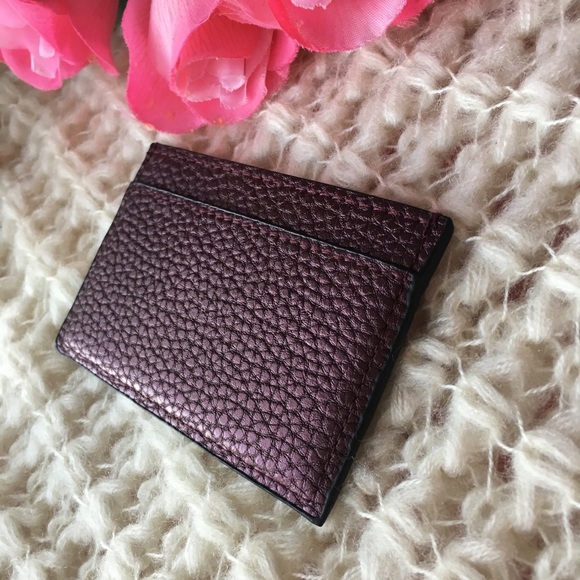 🌟Plum Pebbled Faux Leather Card Holder - Picture 3 of 7